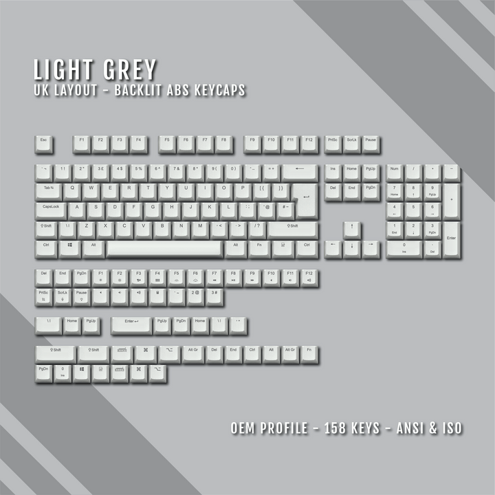 Light Grey UK & US Windows/Mac Backlit ABS Keycaps Krome Keycaps LTD mac & multimedia, Single Colour, UK
