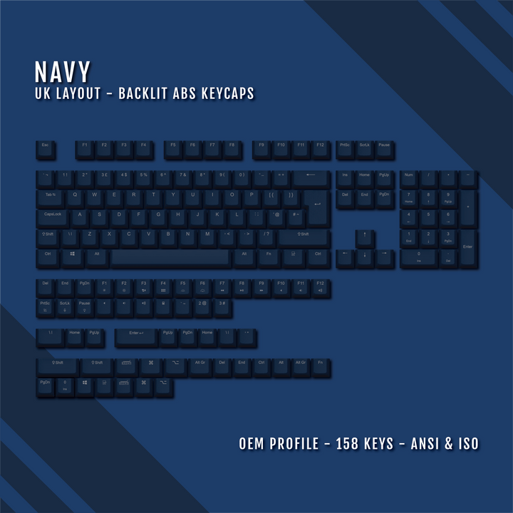 Navy UK & US Windows/Mac Backlit ABS Keycaps Krome Keycaps LTD mac & multimedia, Single Colour, UK