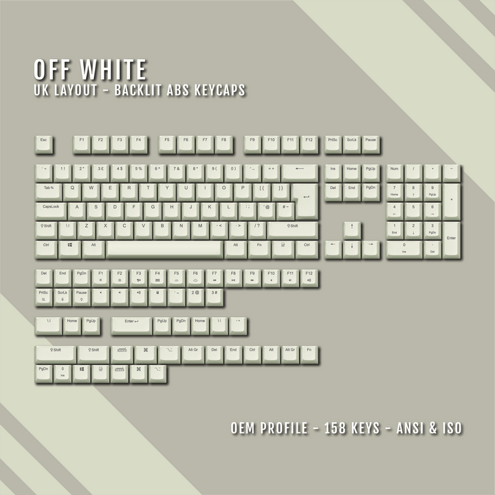 Off White UK & US Windows/Mac Backlit ABS Keycaps Krome Keycaps LTD mac & multimedia, Single Colour, US, USA