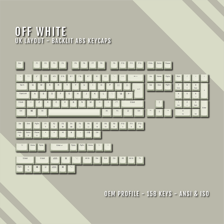 Off White UK & US Windows/Mac Backlit ABS Keycaps