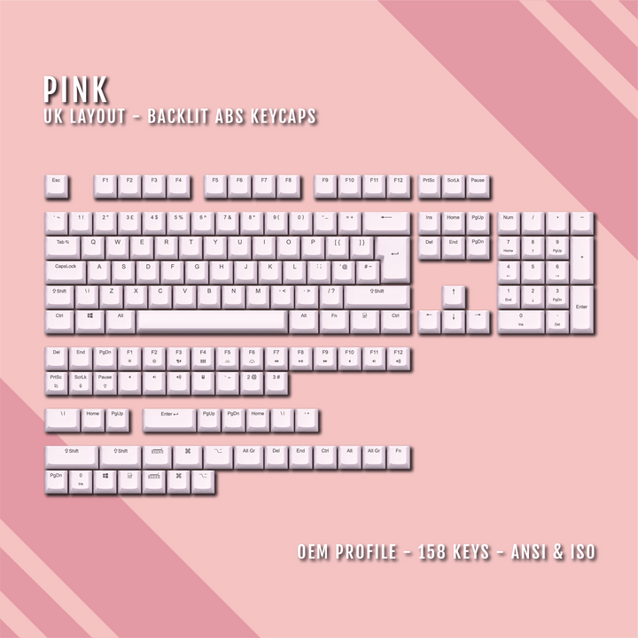 Light Pink UK & US Windows/Mac Backlit ABS Keycaps Krome Keycaps LTD mac & multimedia, Single Colour, UK