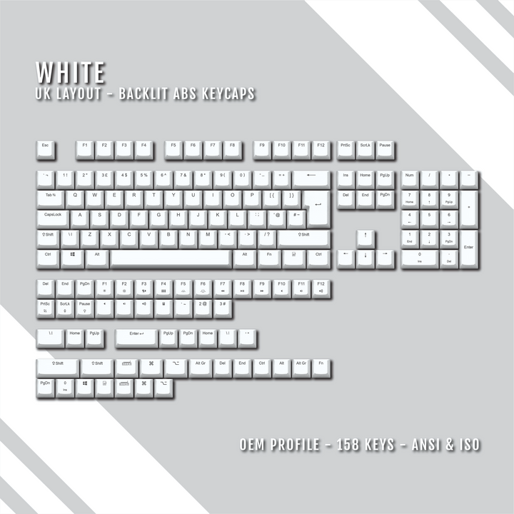 White UK & US Windows/Mac Backlit ABS Keycaps Krome Keycaps LTD mac & multimedia, Single Colour, UK