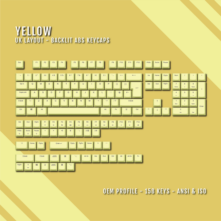 Yellow UK & US Windows/Mac Backlit ABS Keycaps Krome Keycaps LTD mac & multimedia, Single Colour, UK