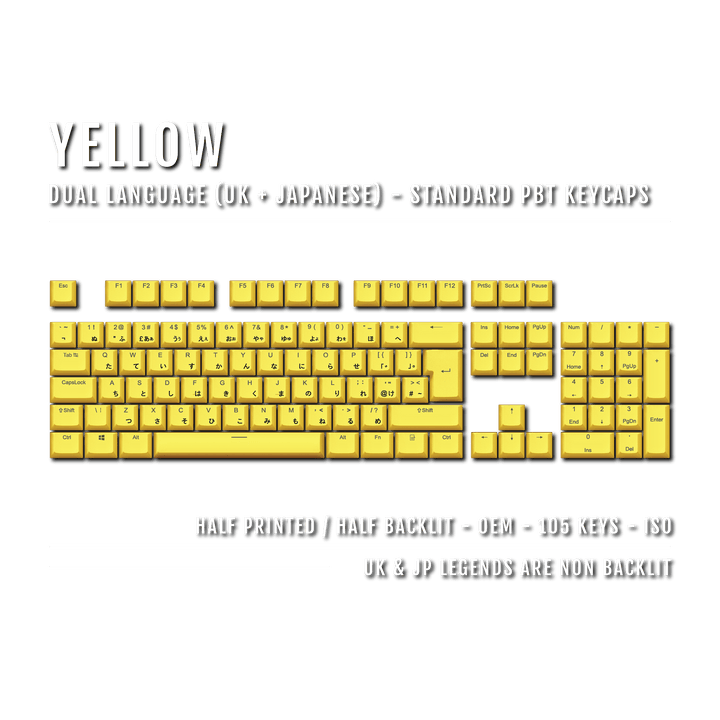Yellow UK & Japanese Dual Language PBT Keycaps Krome Keycaps LTD 
