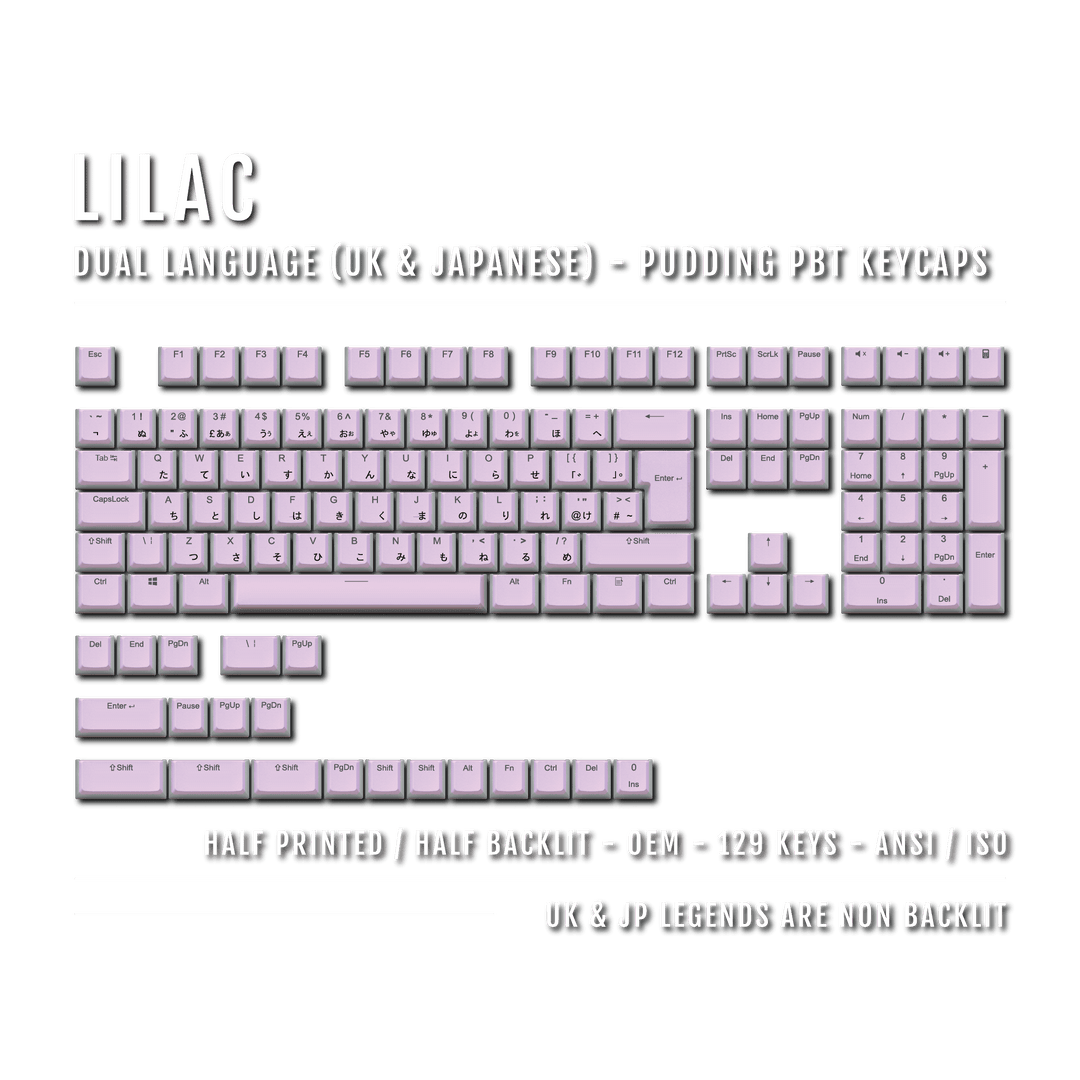 Lilac UK & Japanese Dual Language PBT Pudding Keycaps