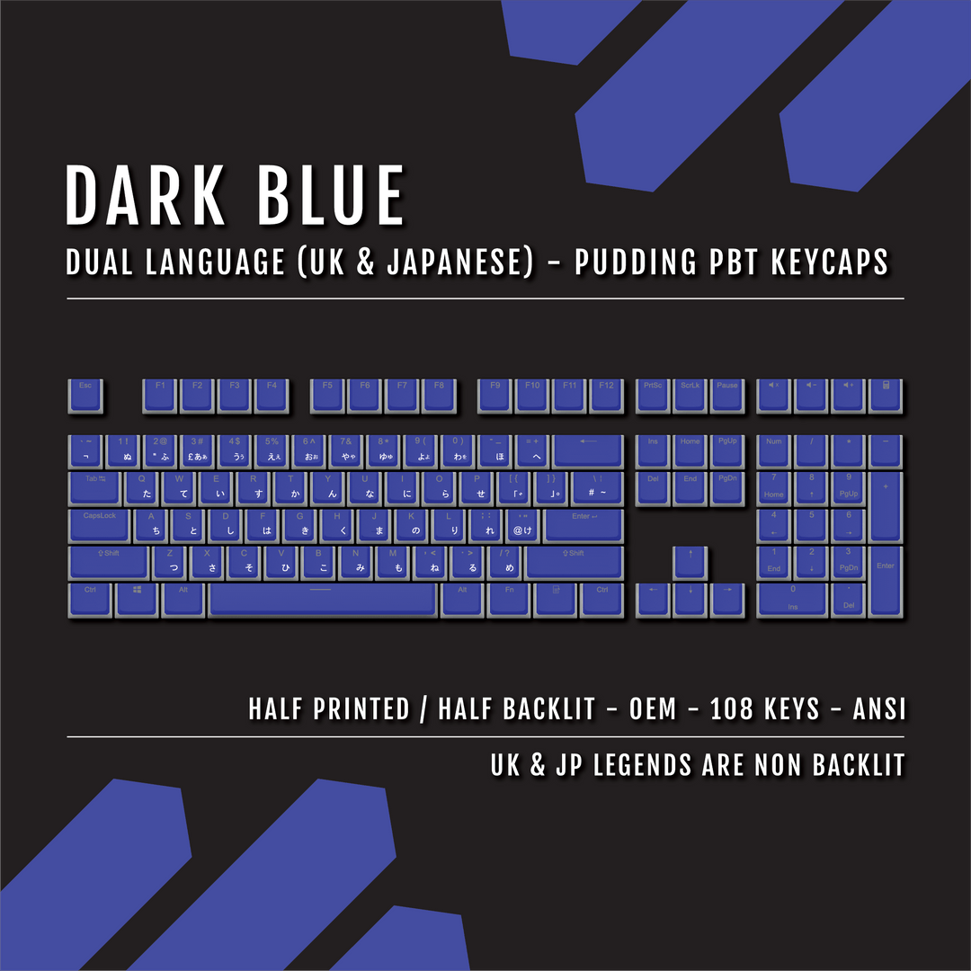 Dark Blue UK & Japanese Dual Language PBT Pudding Keycaps