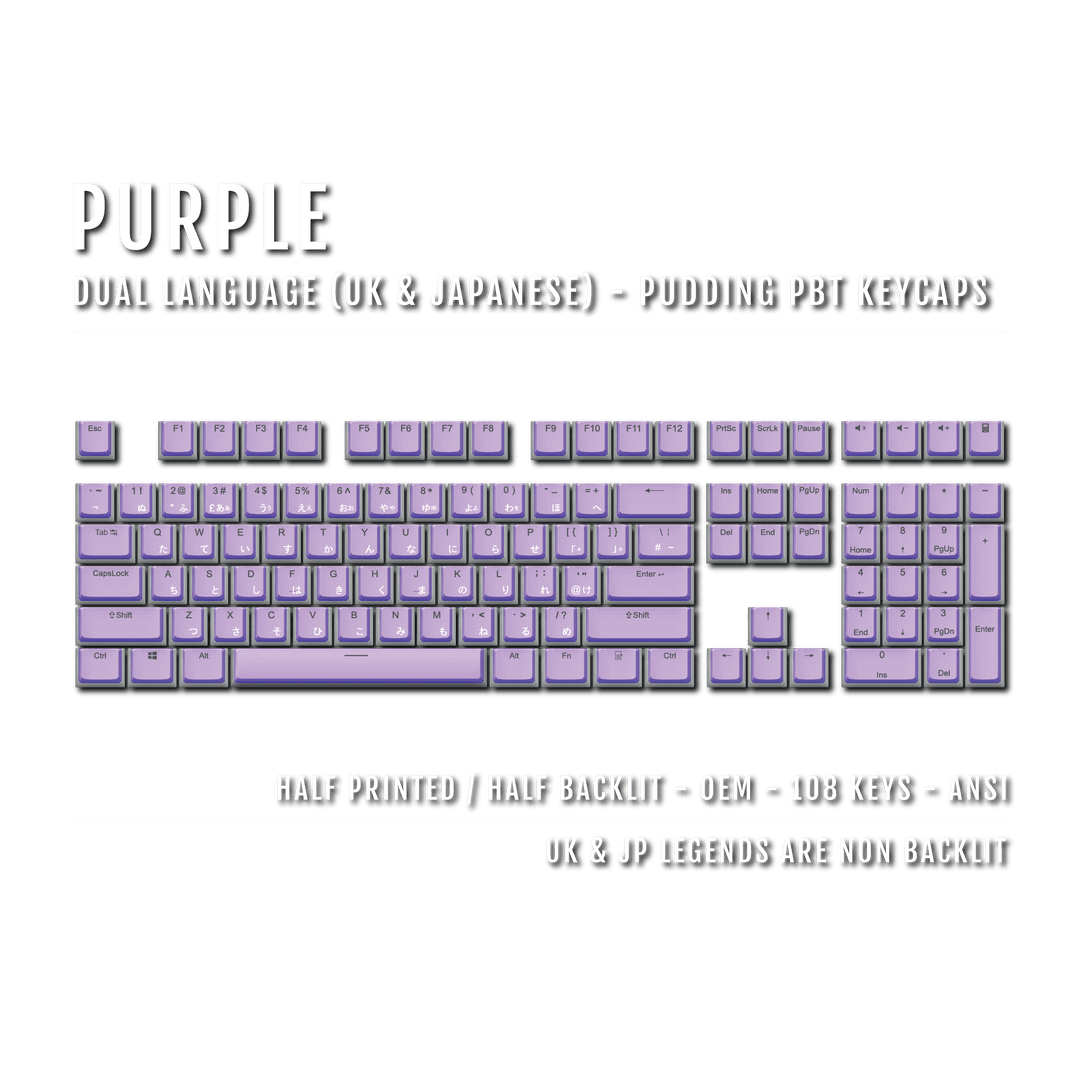 Purple UK & Japanese Dual Language PBT Pudding Keycaps