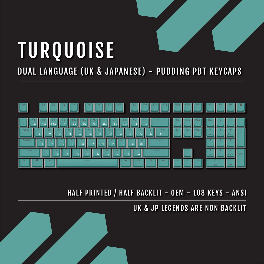 Turquoise UK & Japanese Dual Language PBT Pudding Keycaps