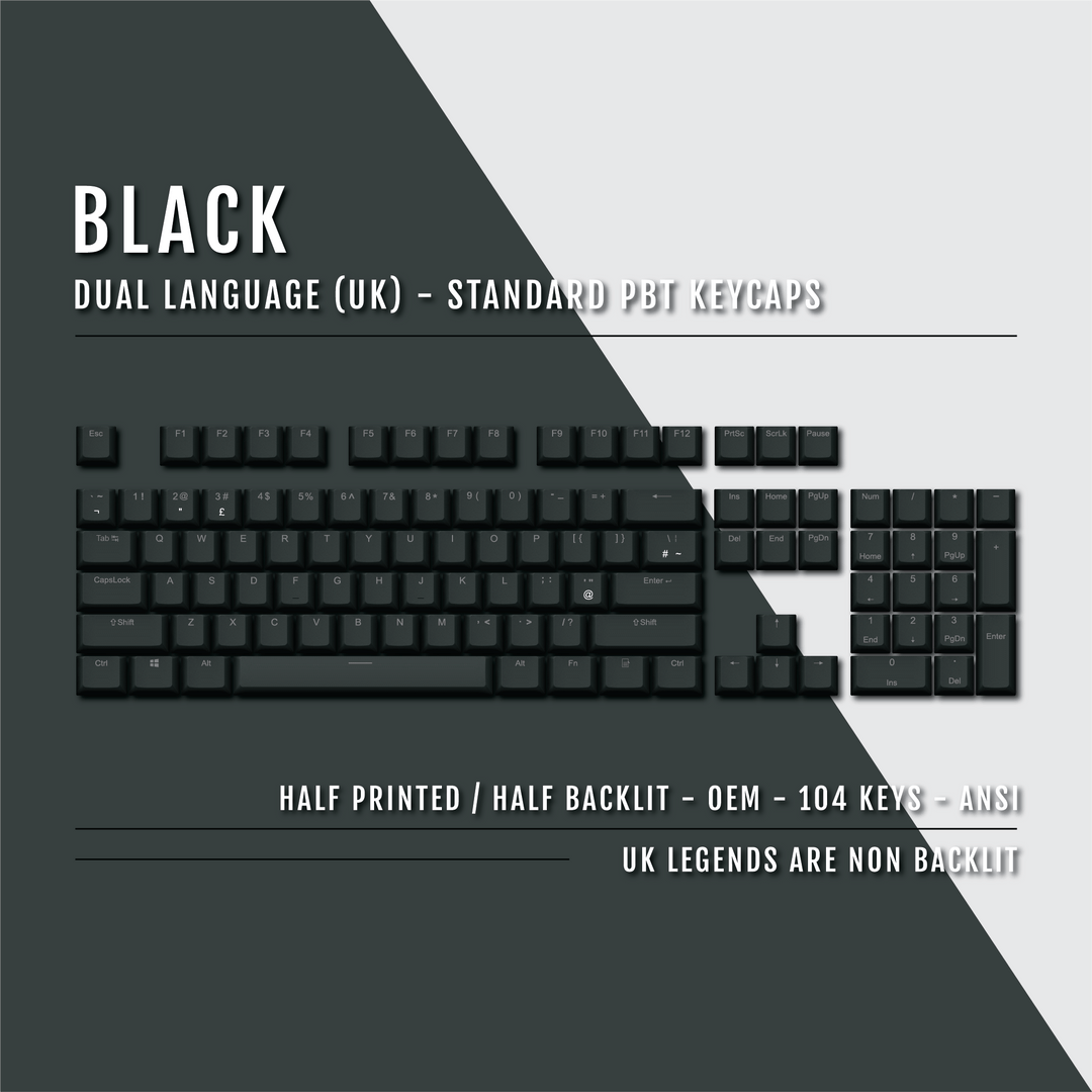 Black UK Dual Language PBT Keycaps Krome Keycaps LTD Single Colour, UK