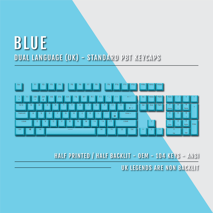 Blue UK Dual Language PBT Keycaps Krome Keycaps LTD Single Colour, UK