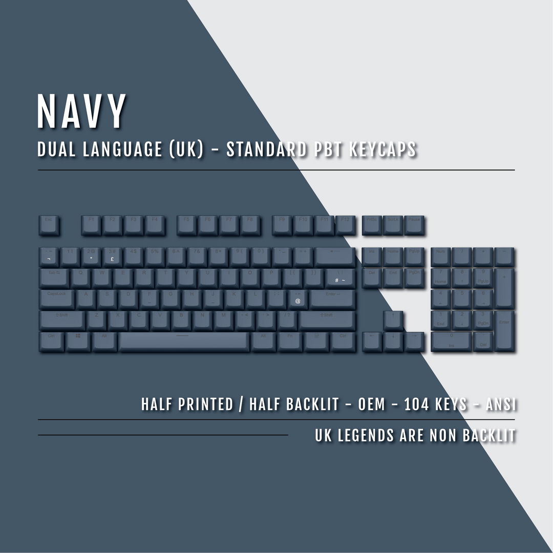 Navy UK Dual Language PBT Keycaps Krome Keycaps LTD Single Colour, UK