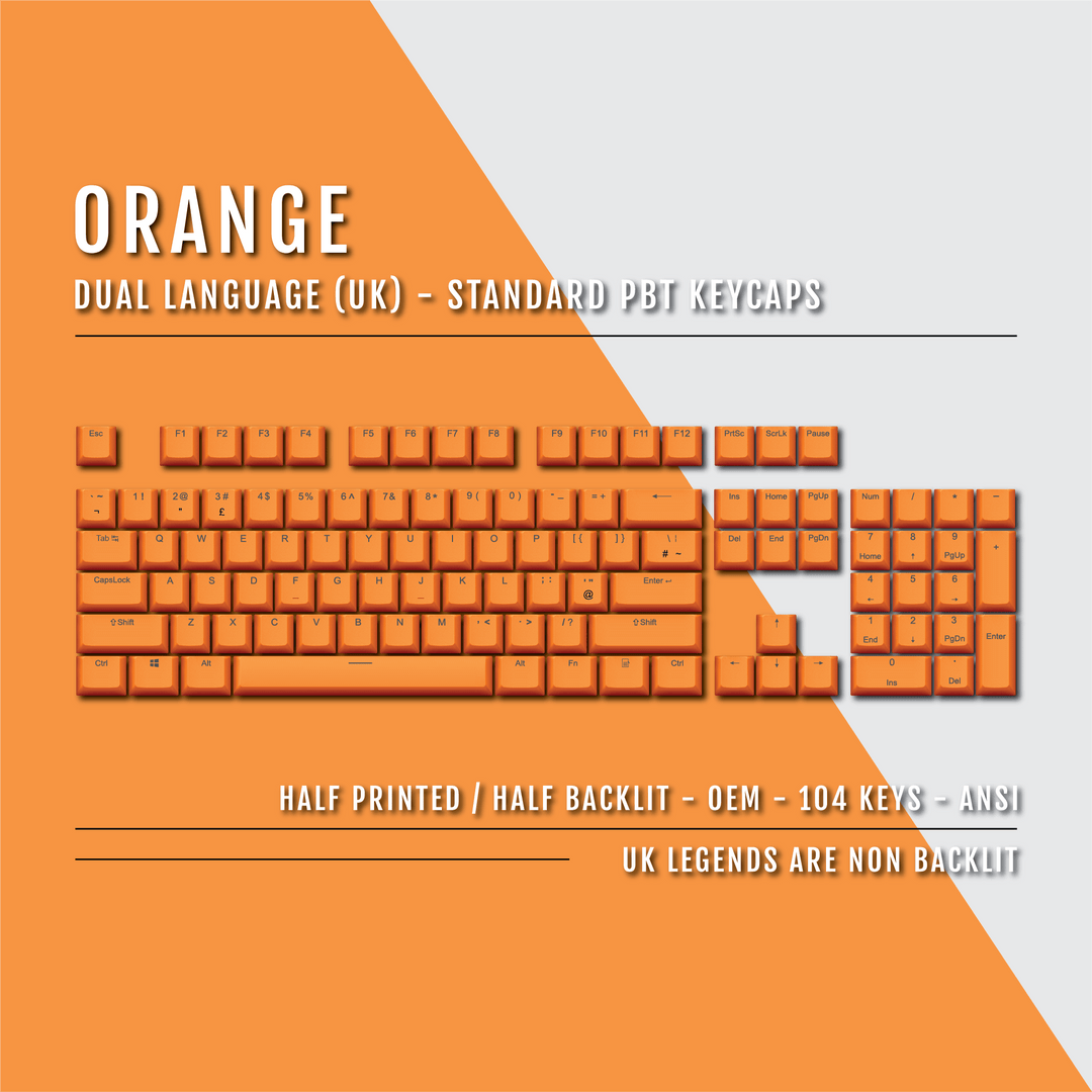 Orange UK Dual Language PBT Keycaps Krome Keycaps LTD Single Colour, UK
