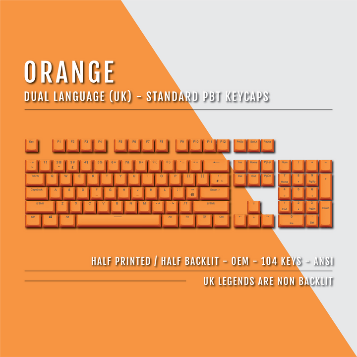 Orange UK Dual Language PBT Keycaps Krome Keycaps LTD Single Colour, UK