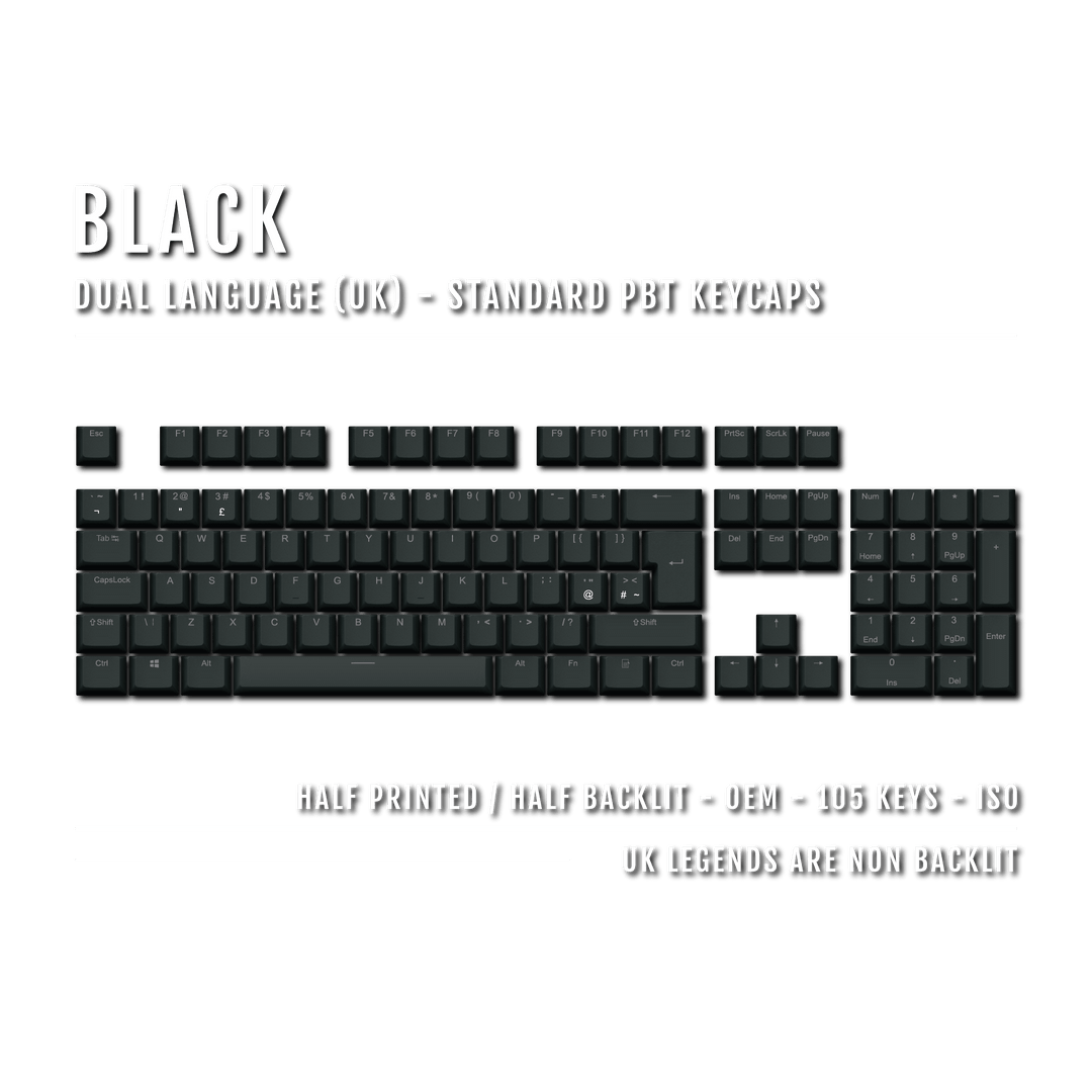 Black UK Dual Language PBT Keycaps Krome Keycaps LTD Single Colour, UK