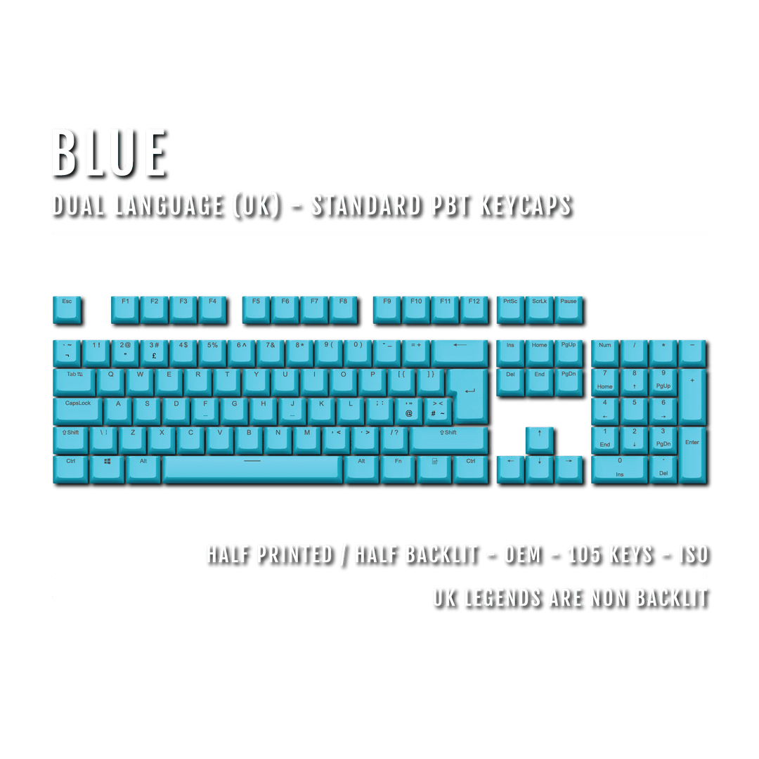 Blue UK Dual Language PBT Keycaps Krome Keycaps LTD Single Colour, UK