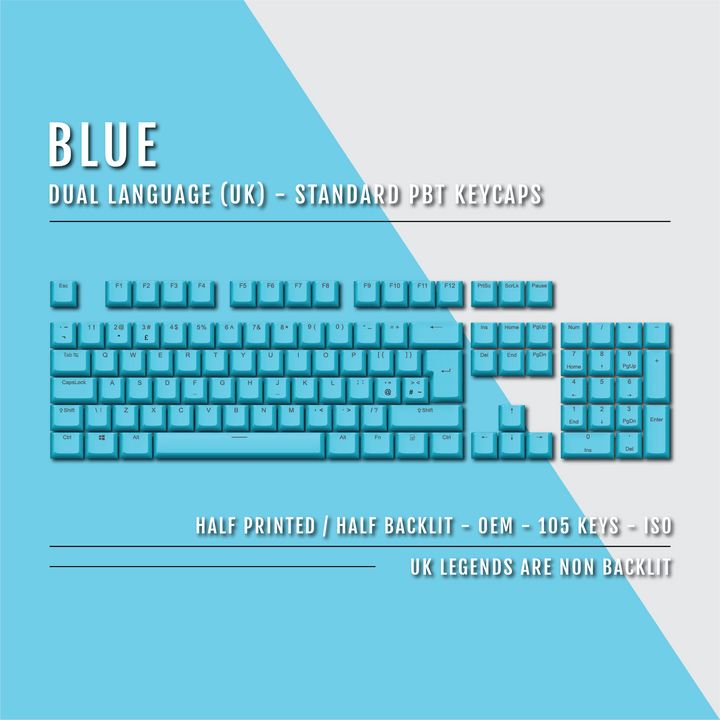 Blue UK Dual Language PBT Keycaps Krome Keycaps LTD Single Colour, UK