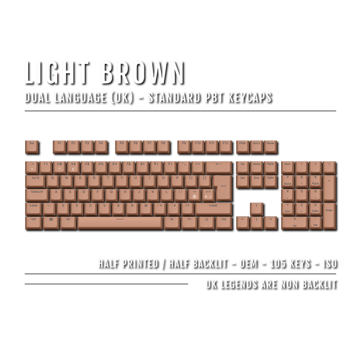 Light Brown UK Dual Language PBT Keycaps Krome Keycaps LTD Single Colour, UK