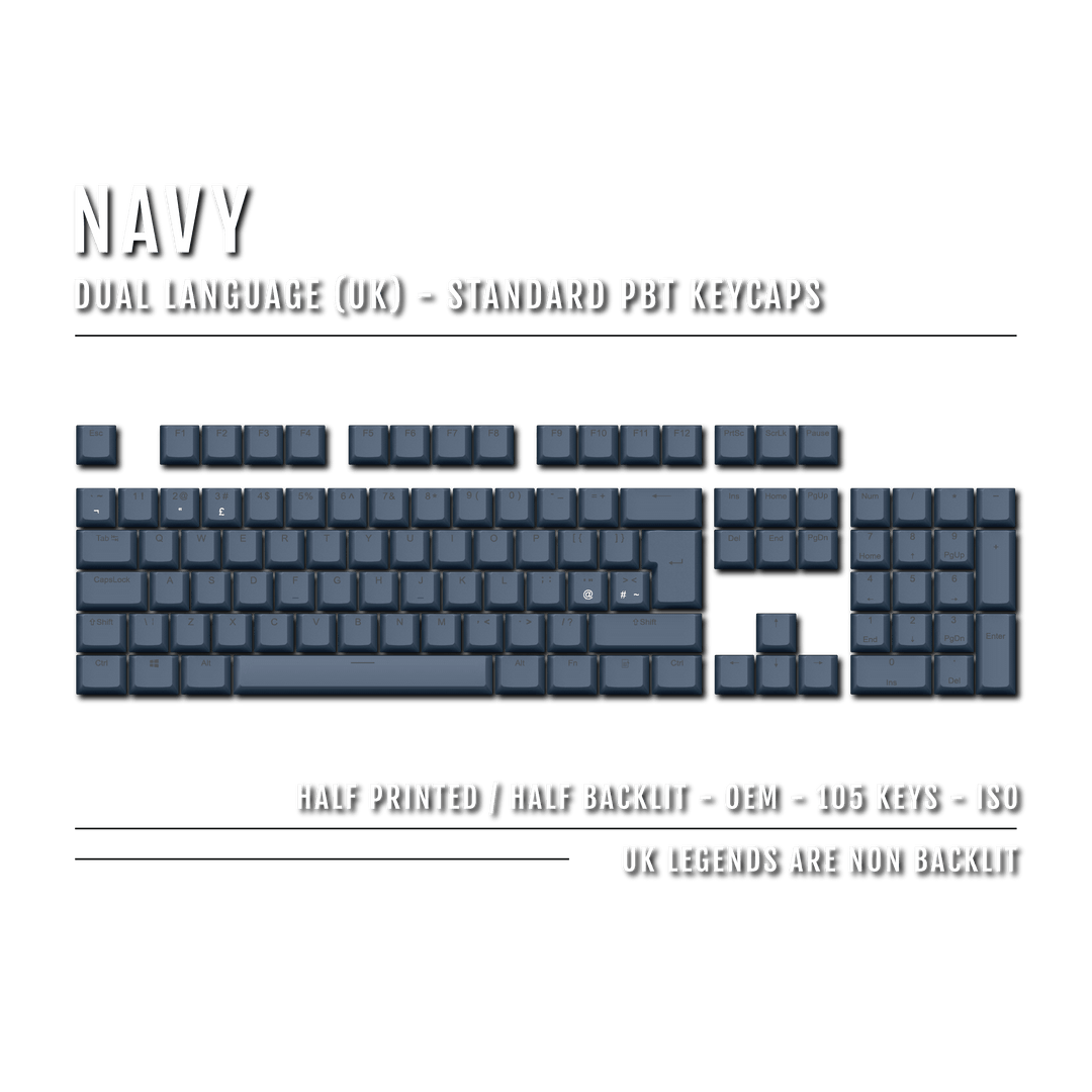 Navy UK Dual Language PBT Keycaps Krome Keycaps LTD Single Colour, UK