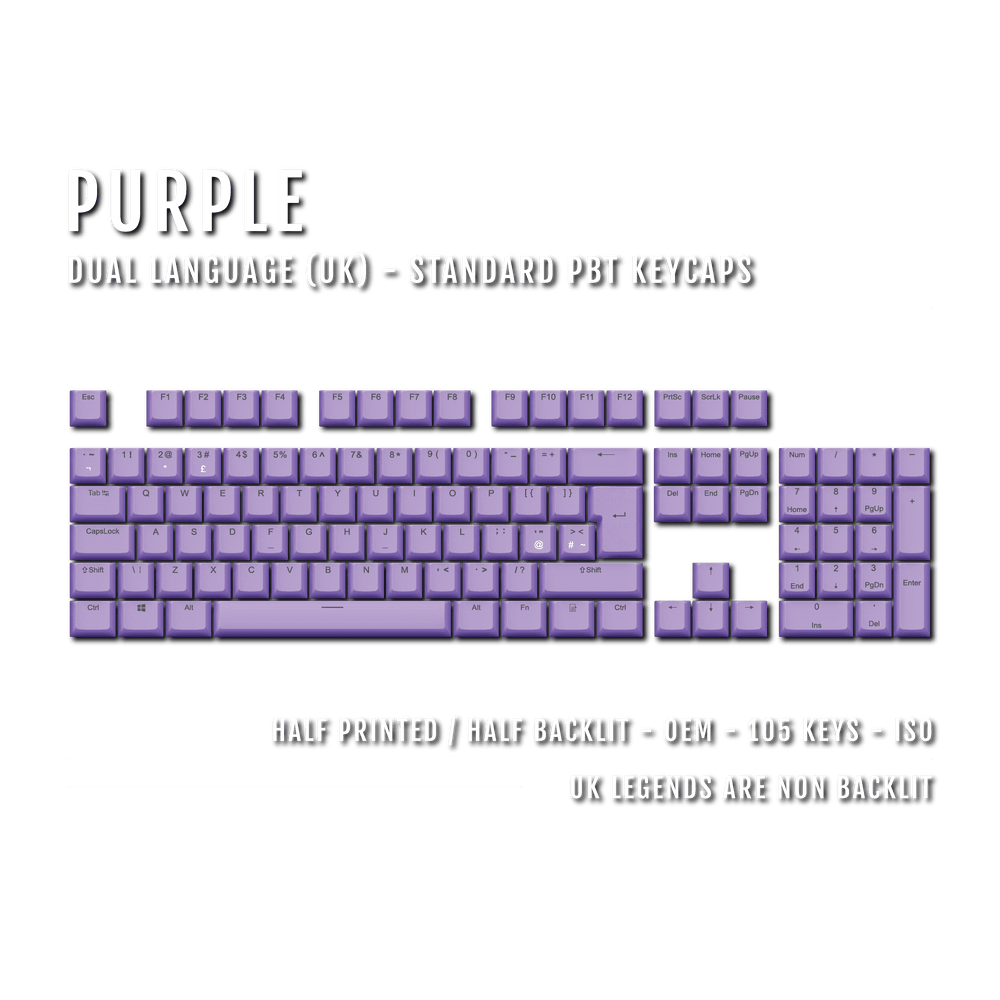 Purple UK Dual Language PBT Keycaps Krome Keycaps LTD Single Colour, UK