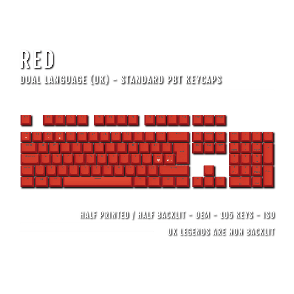 Red UK Dual Language PBT Keycaps Krome Keycaps LTD Single Colour, UK