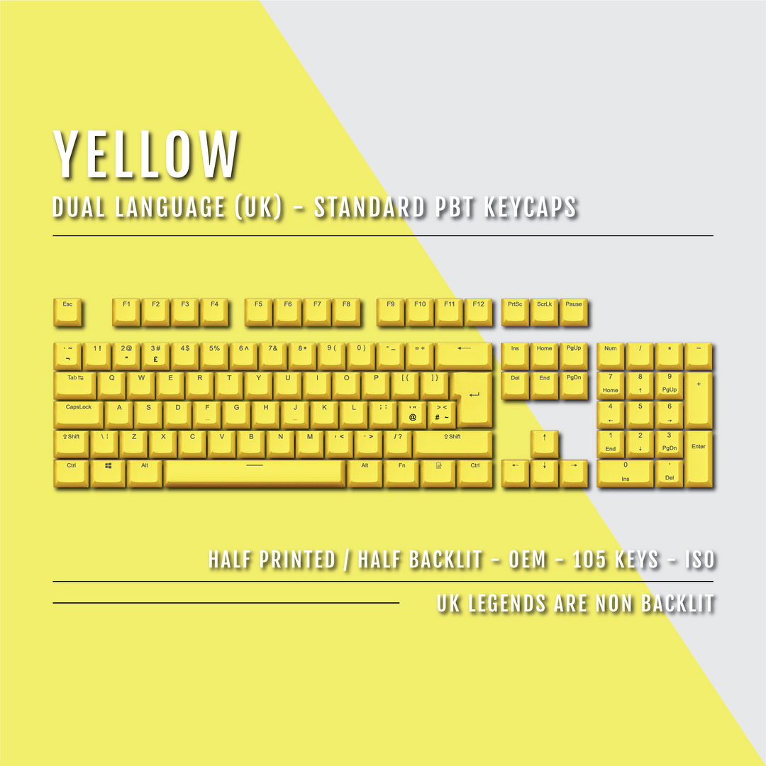 Yellow UK Dual Language PBT Keycaps Krome Keycaps LTD Single Colour, UK