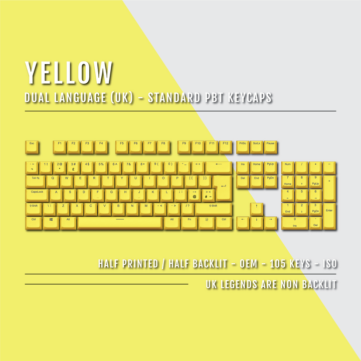 Yellow UK Dual Language PBT Keycaps Krome Keycaps LTD Single Colour, UK