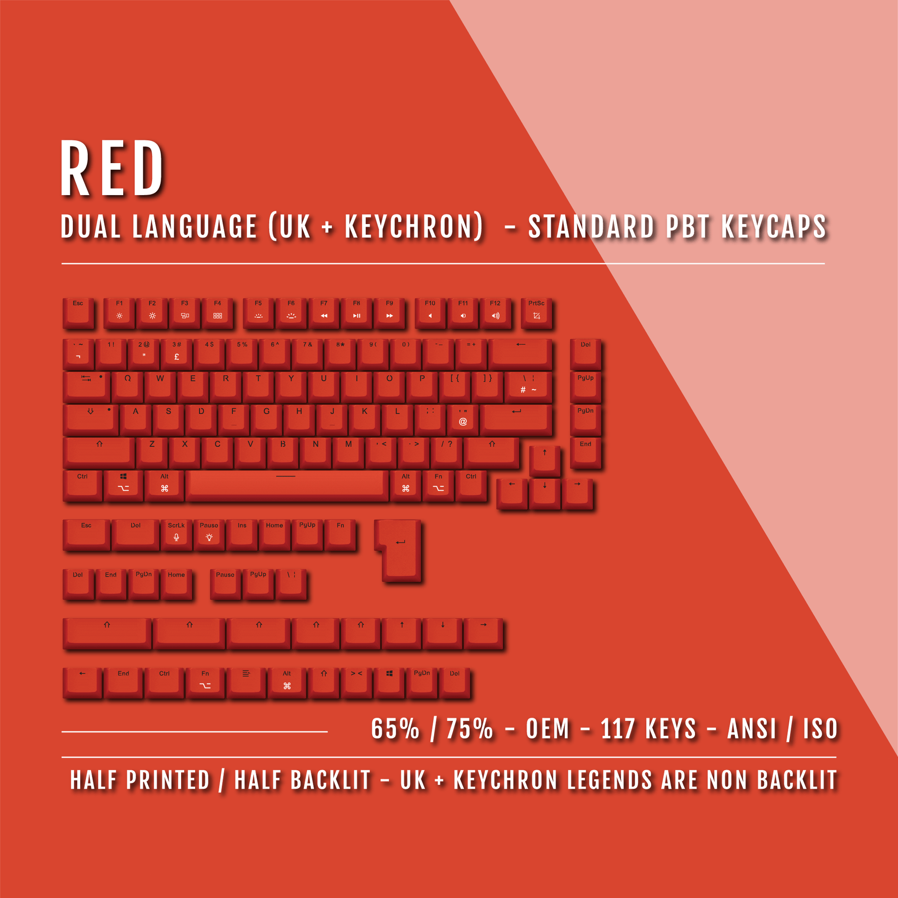 Dual Keystudio Layout Red UK & Keychron (Layout) Dual Language PBT Keycaps - 65/75% – Krome ...