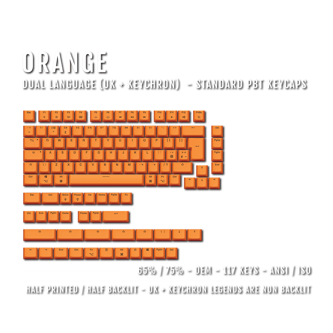 Orange UK & Keychron (Layout) Dual Language PBT Keycaps - 65/75%