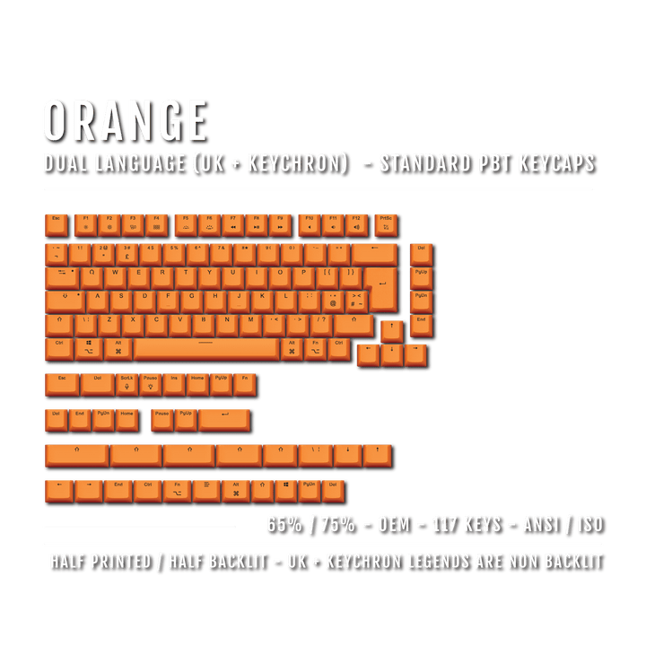 Orange UK & Keychron (Layout) Dual Language PBT Keycaps - 65/75%