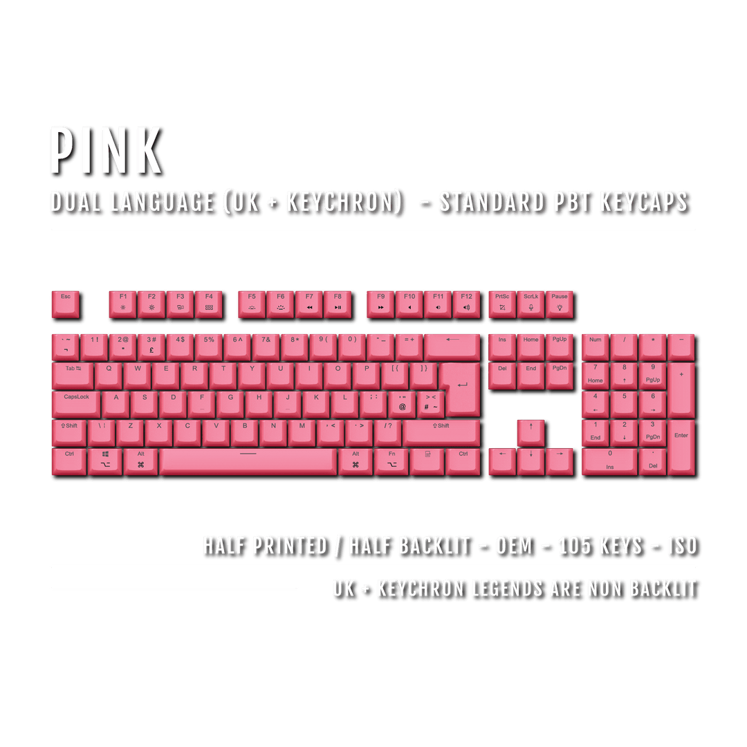 Pink UK & Keychron (Layout) Dual Language PBT Keycaps Krome Keycaps LTD mac & multimedia