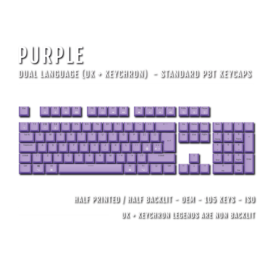 Purple UK & Keychron (Layout) Dual Language PBT Keycaps Krome Keycaps LTD mac & multimedia