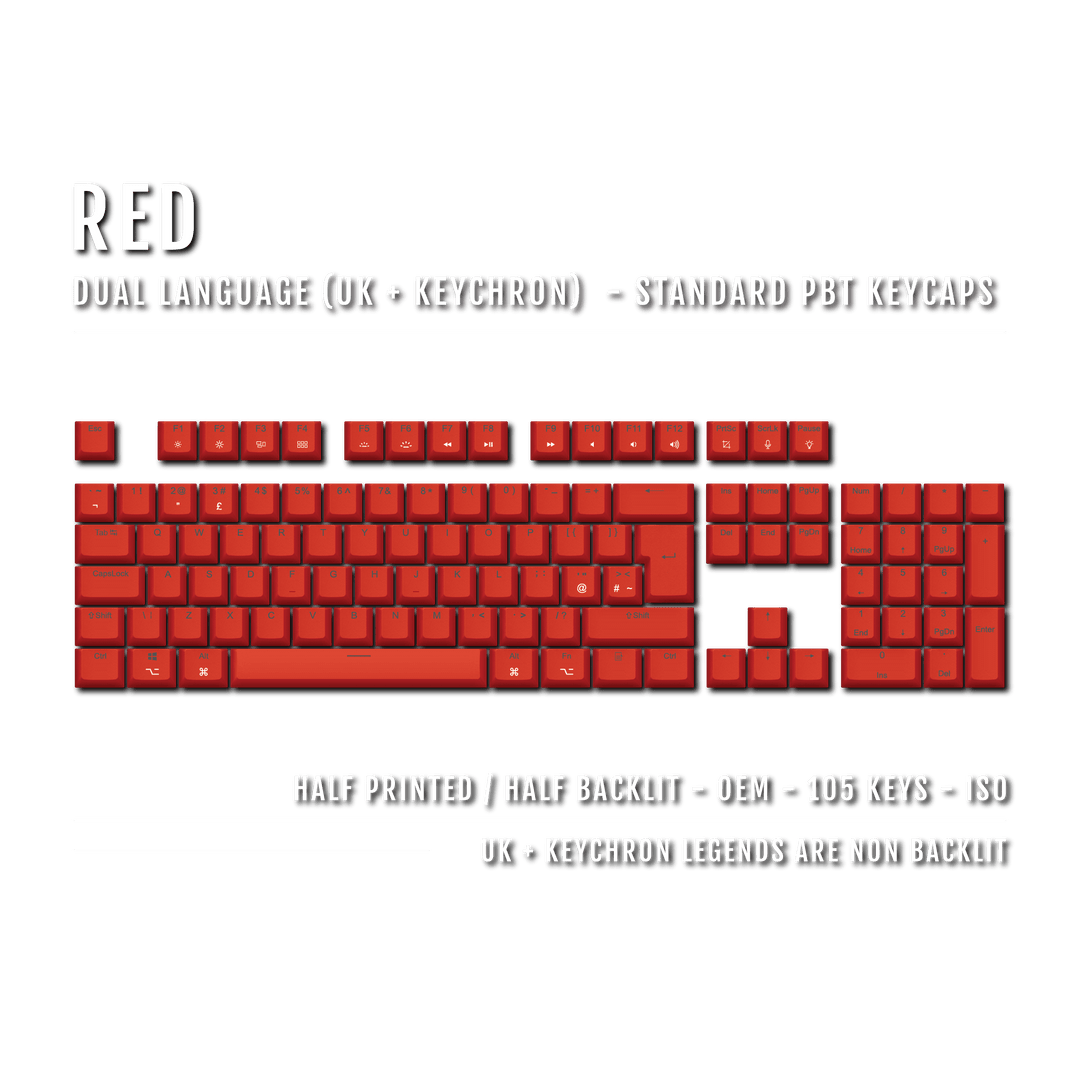 Red UK & Keychron (Layout) Dual Language PBT Keycaps Krome Keycaps LTD mac & multimedia