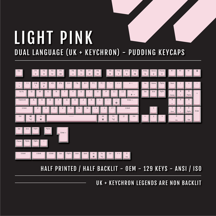 Light Pink UK & Keychron (Layout) Dual Language PBT Pudding Keycaps Krome Keycaps LTD Mac & Multimedia Pudding
