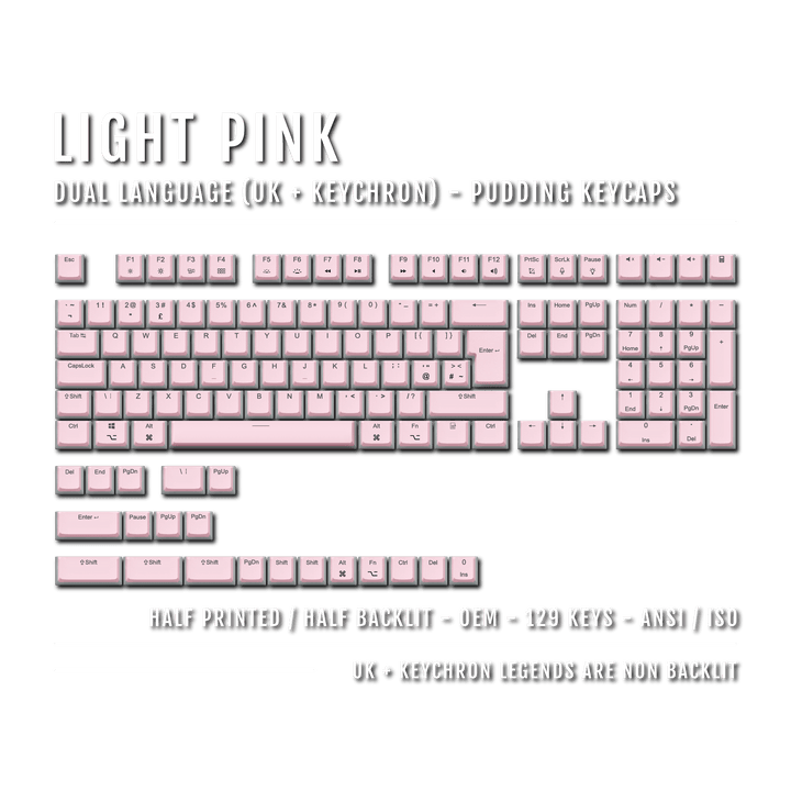 Light Pink UK & Keychron (Layout) Dual Language PBT Pudding Keycaps Krome Keycaps LTD Mac & Multimedia Pudding