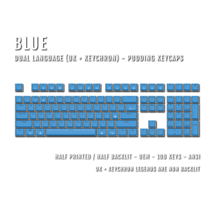 Blue UK & Keychron (Layout) Dual Language PBT Pudding Keycaps