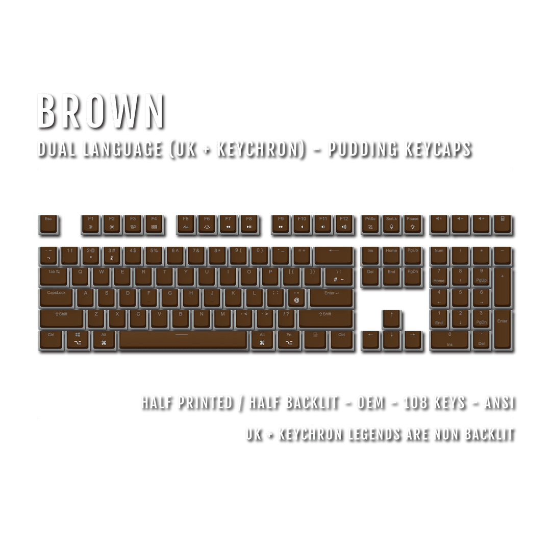 Brown UK & Keychron (Layout) Dual Language PBT Pudding Keycaps
