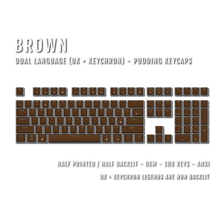 Brown UK & Keychron (Layout) Dual Language PBT Pudding Keycaps