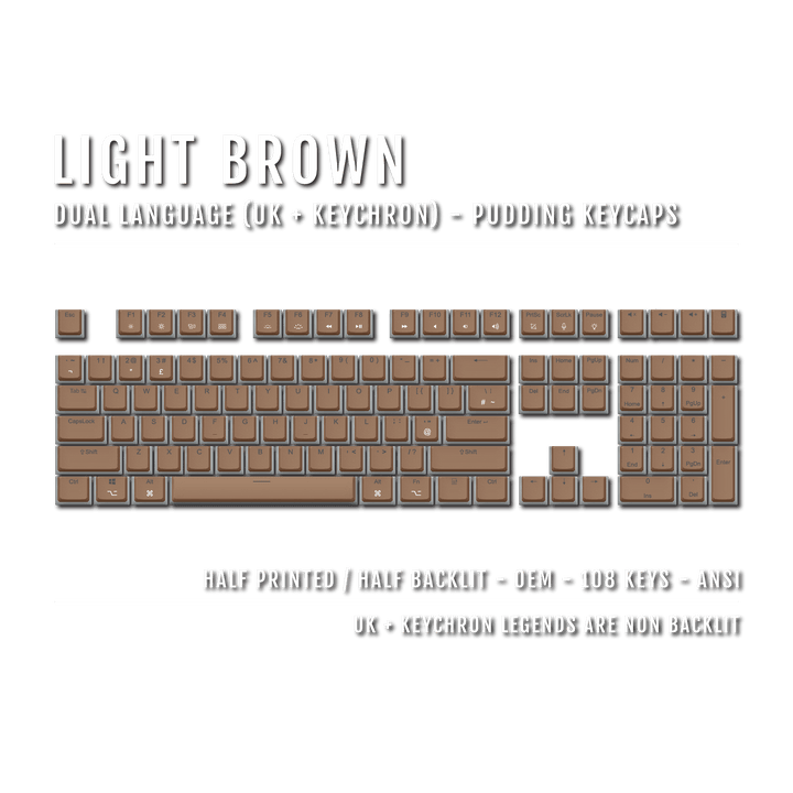 Light Brown UK & Keychron (Layout) Dual Language PBT Pudding Keycaps Krome Keycaps LTD Mac & Multimedia Pudding