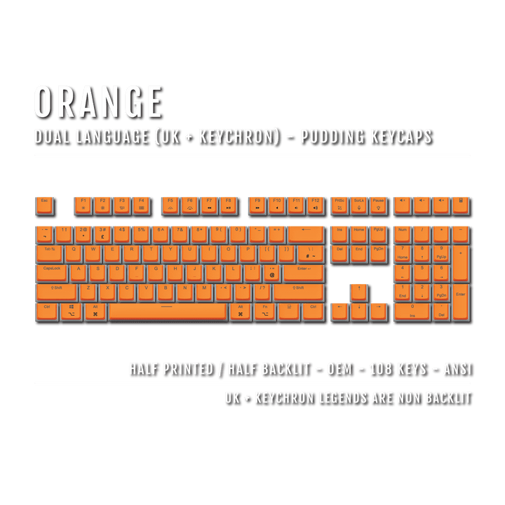 Orange UK & Keychron (Layout) Dual Language PBT Pudding Keycaps
