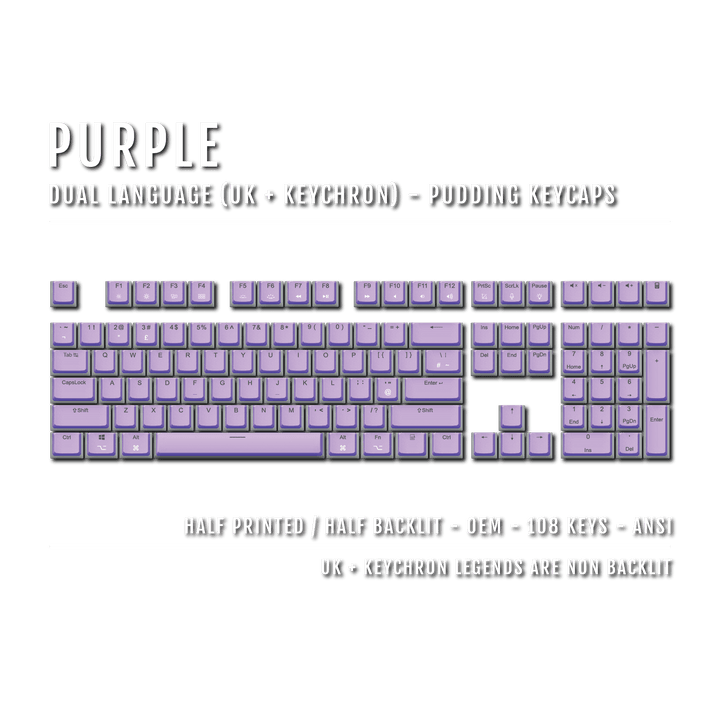 Purple UK & Keychron (Layout) Dual Language PBT Pudding Keycaps