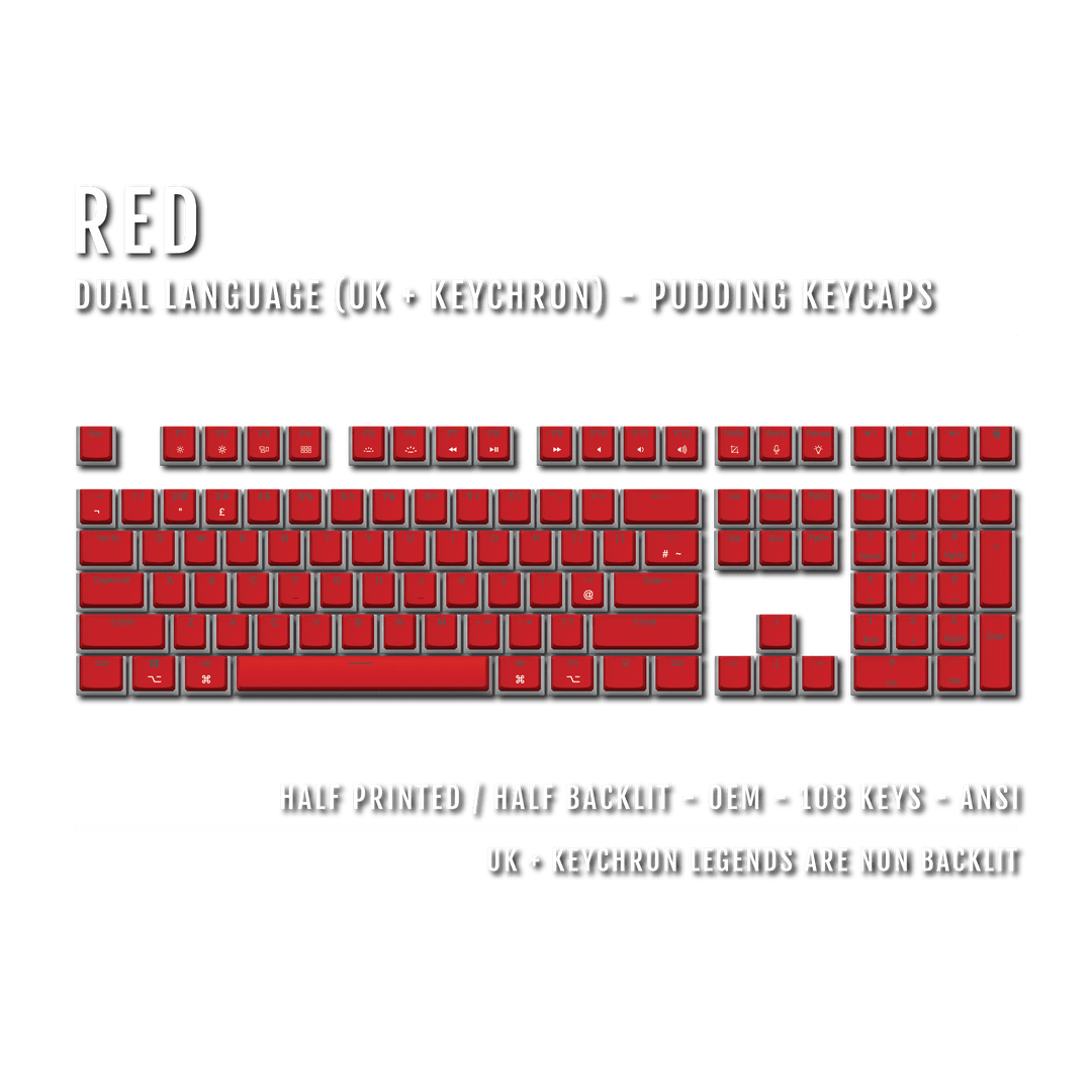 Red UK & Keychron (Layout) Dual Language PBT Pudding Keycaps Krome Keycaps LTD Mac & Multimedia Pudding