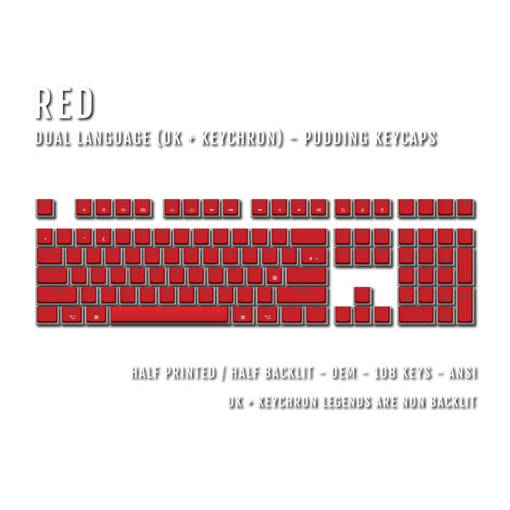 Red UK & Keychron (Layout) Dual Language PBT Pudding Keycaps Krome Keycaps LTD Mac & Multimedia Pudding