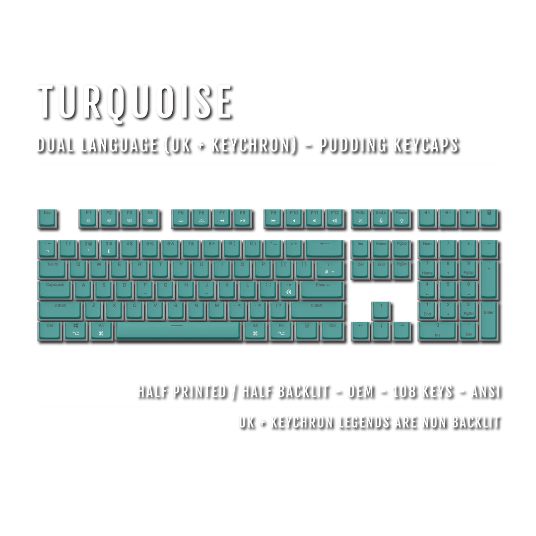 Turquoise UK & Keychron (Layout) Dual Language PBT Pudding Keycaps