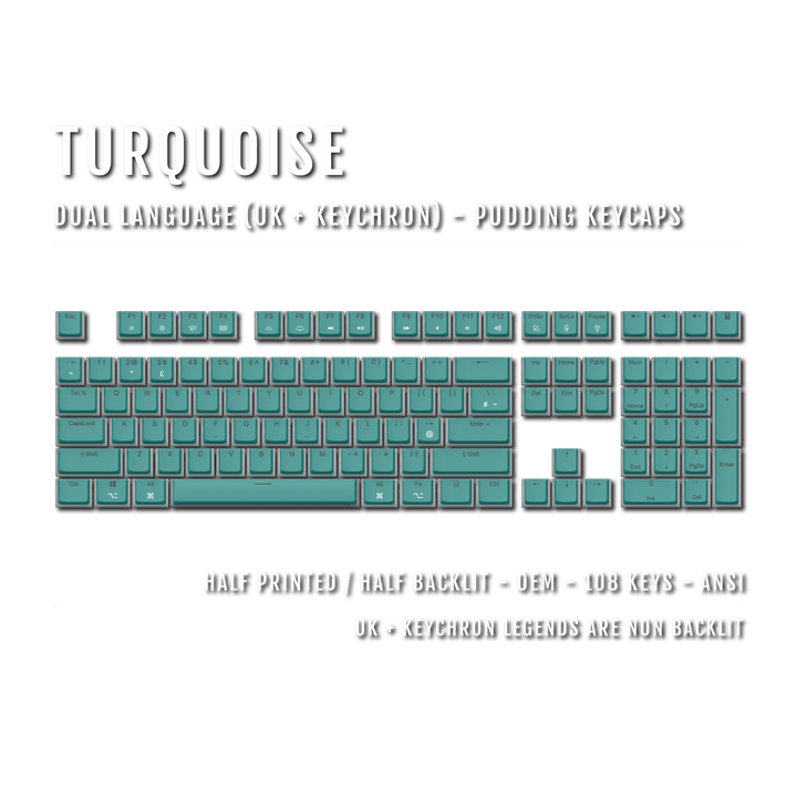 Turquoise UK & Keychron (Layout) Dual Language PBT Pudding Keycaps