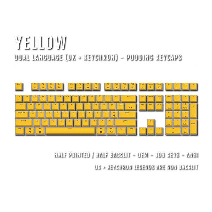Yellow UK & Keychron (Layout) Dual Language PBT Pudding Keycaps