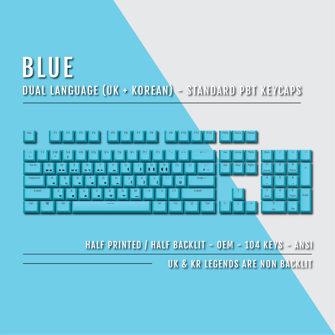 Blue UK & Korean Dual Language PBT Keycaps Krome Keycaps LTD korean