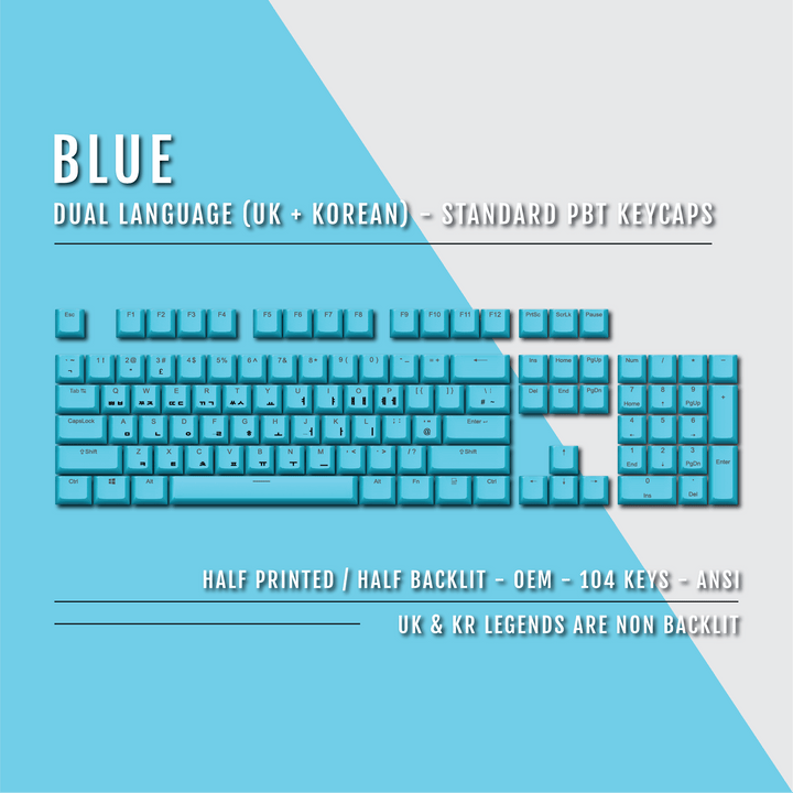Blue UK & Korean Dual Language PBT Keycaps Krome Keycaps LTD korean