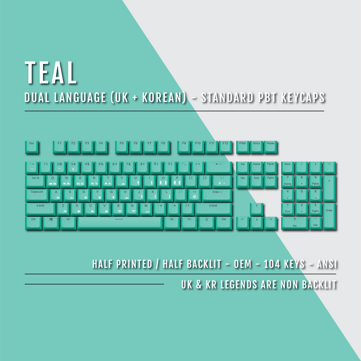 Teal UK & Korean Dual Language PBT Keycaps Krome Keycaps LTD korean