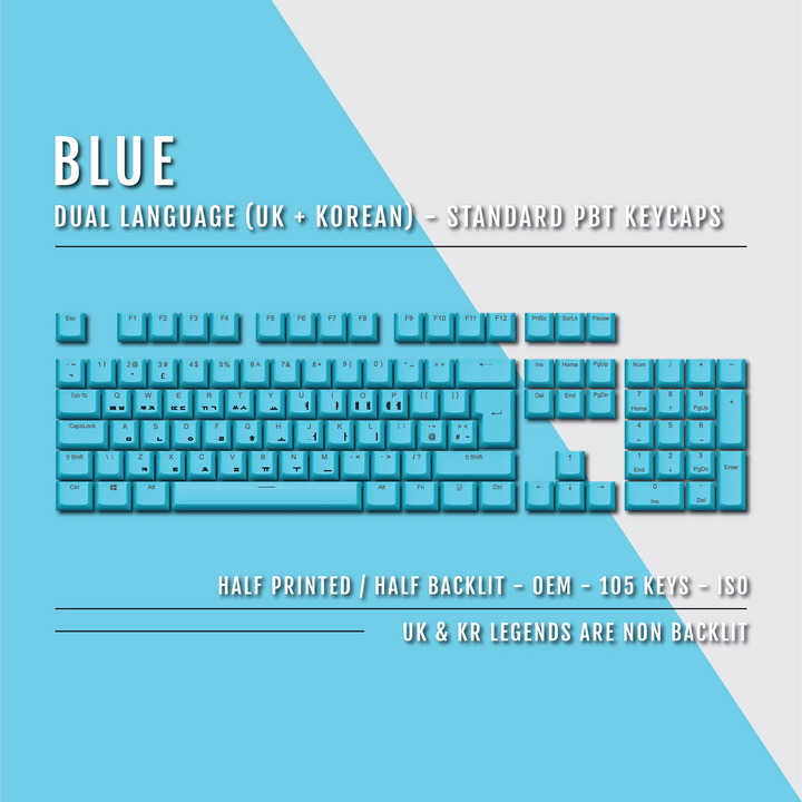 Blue UK & Korean Dual Language PBT Keycaps Krome Keycaps LTD korean