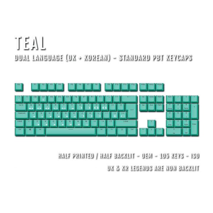 Teal UK & Korean Dual Language PBT Keycaps Krome Keycaps LTD korean